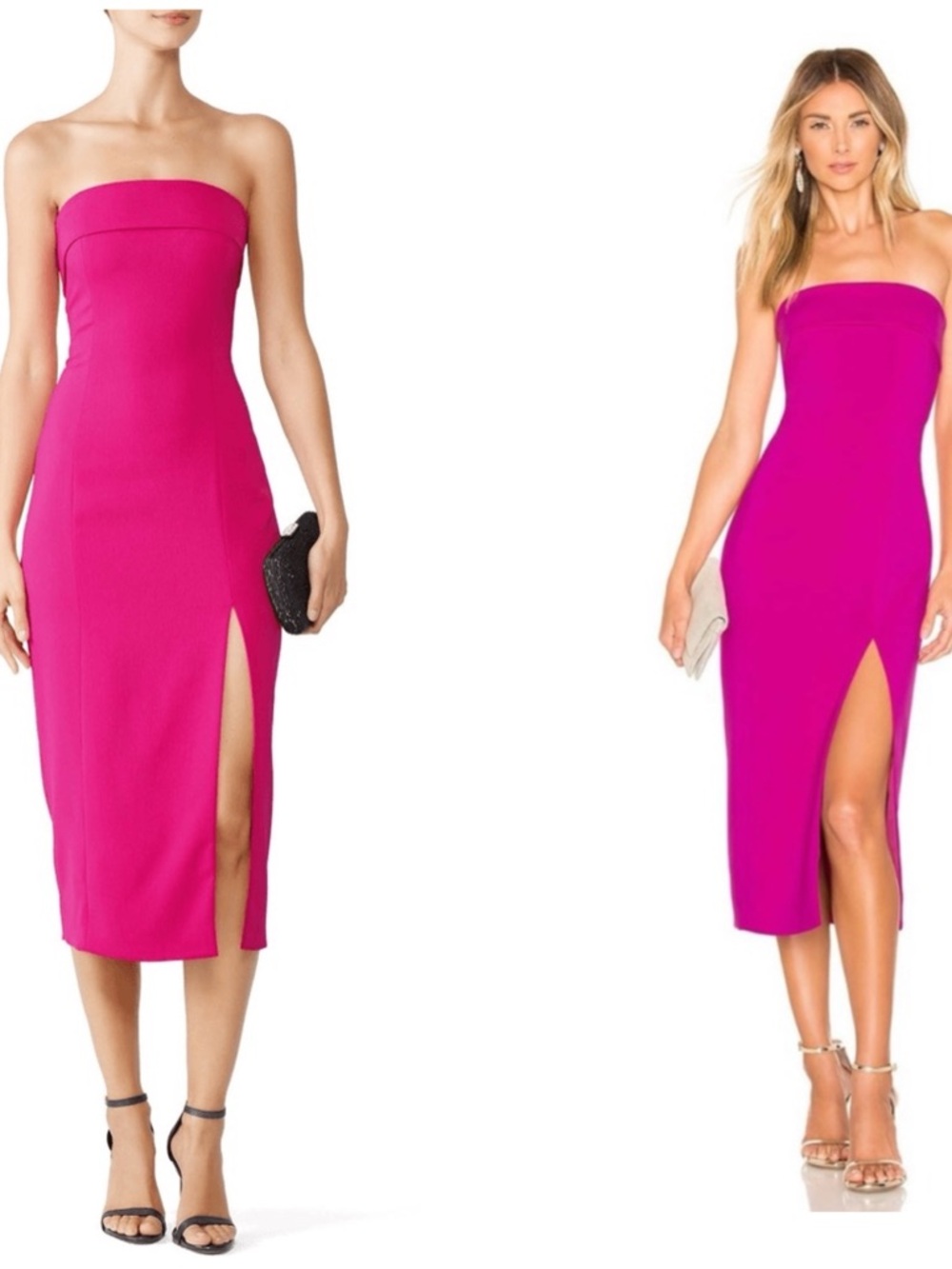 Jay Godfrey Kerr Strapless Midi Side Slit Cocktail Dress Pink Women's Size 0